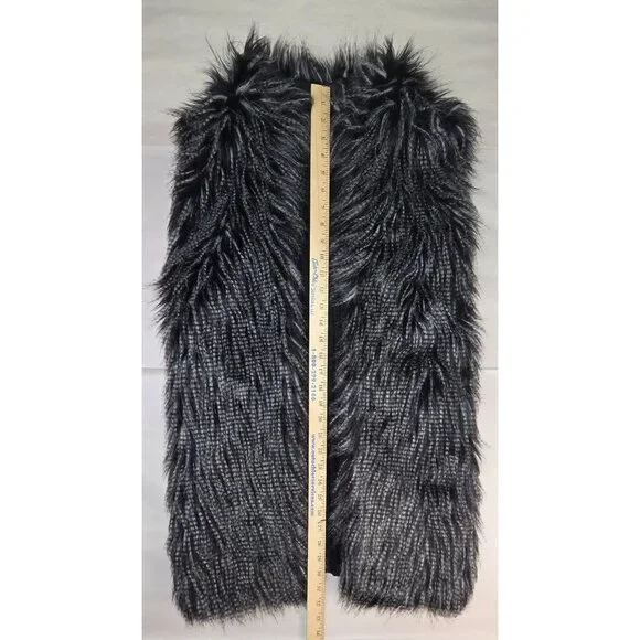 RXB Vest Black Faux Fur Sweater High Neck Long Tunic Style  Women's Medium - Picture 10 of 11